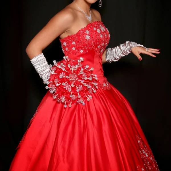 Vestido de quinceañera bordado artesanal — bordado a mano